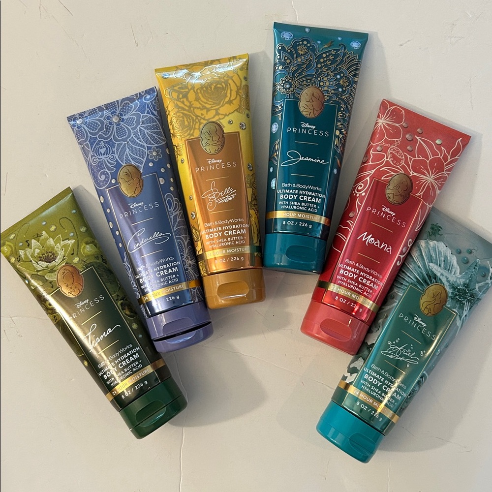 Bath and body works Disney Princess complete set body cream x6 NEW full size
